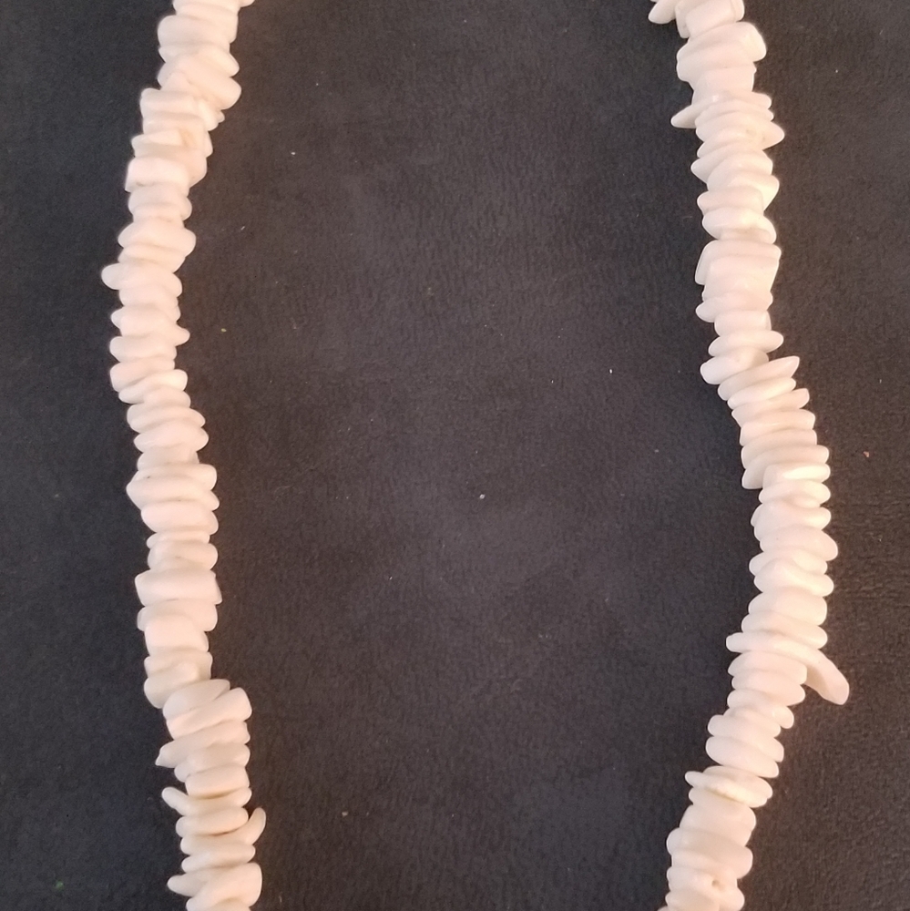 White Chunky Square Puka Shell Necklace